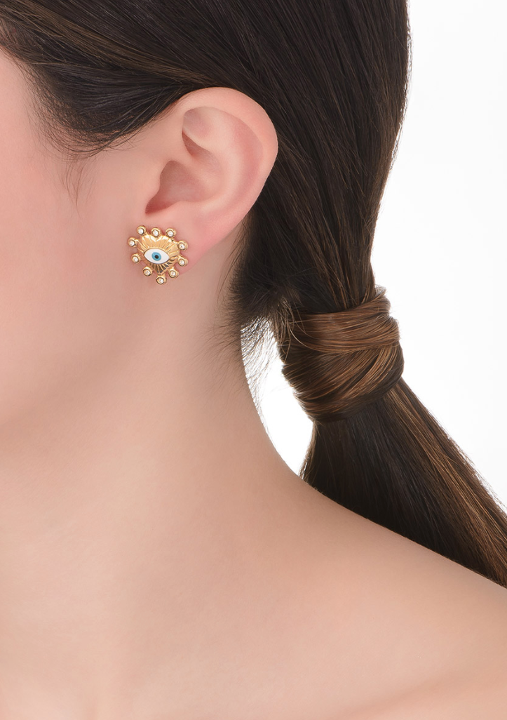 Aretes Corazon Ojo Azul (Pre-orden)