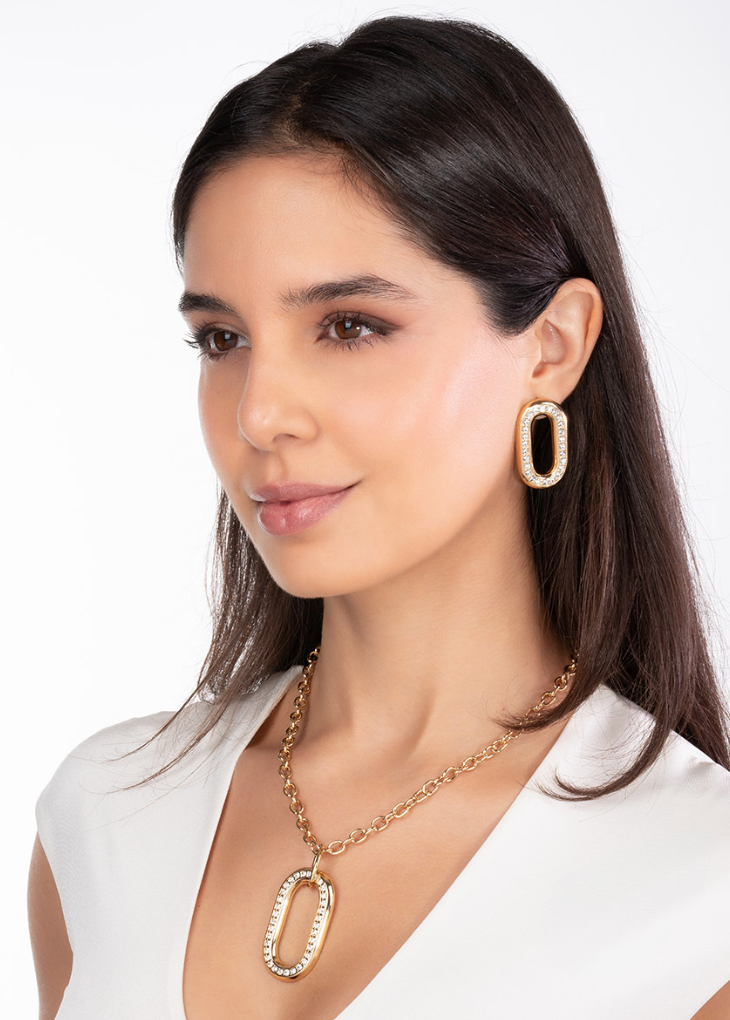 Aretes Oval Piedras (Pre-orden)