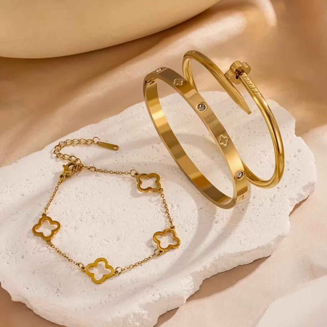 Set de Pulseras Elegante de Acero Inoxidable (Pre-orden)